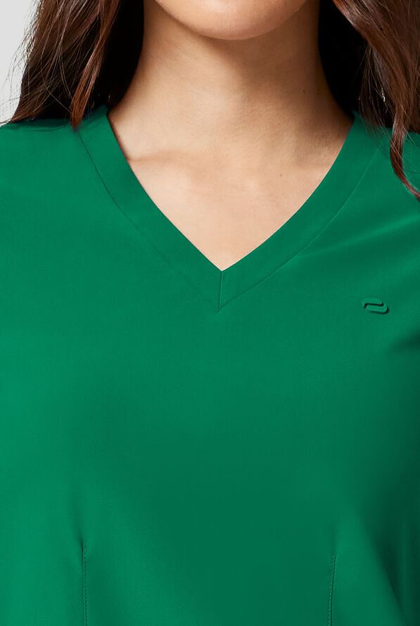 Blusa m&eacute;dica Infinity PURSUIT STRETCH con cuello en V y 2 bolsillos para mujer - Retro Green - 3