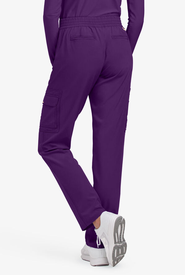 Lauderdale By UA Datura Women's 6-Pocket Cargo STRETCH Scrub Pants - Eggplant - 2