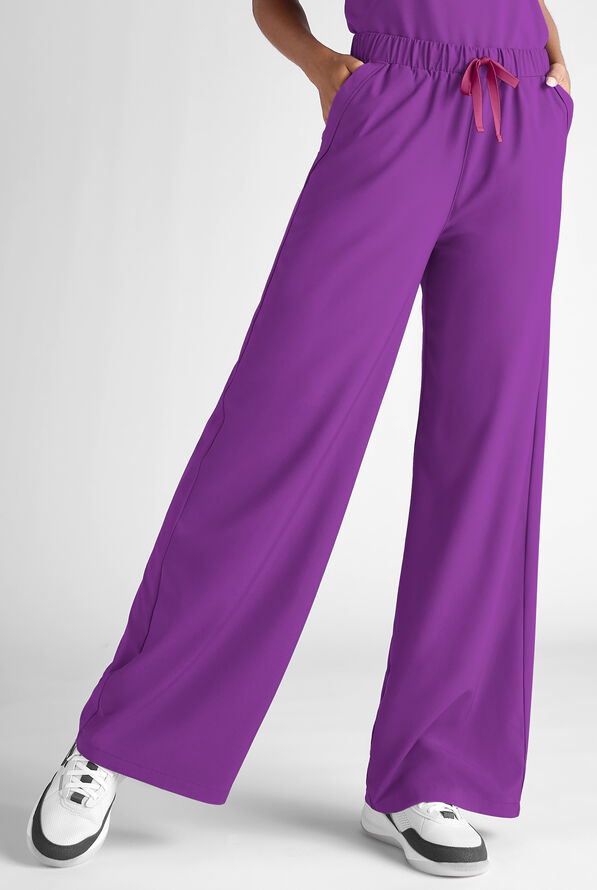 Easy STRETCH Hunter Women's 6-Pocket Relaxed Fit Wide Leg Scrub Pant - Fresh Purple - 1