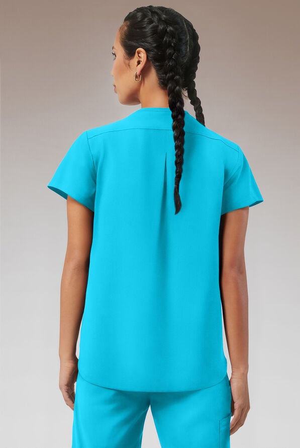 Hypothesis Beta V-Shell Women's 2-Pocket Relaxed Fit Tunic Scrub Top - Turquoise - 2
