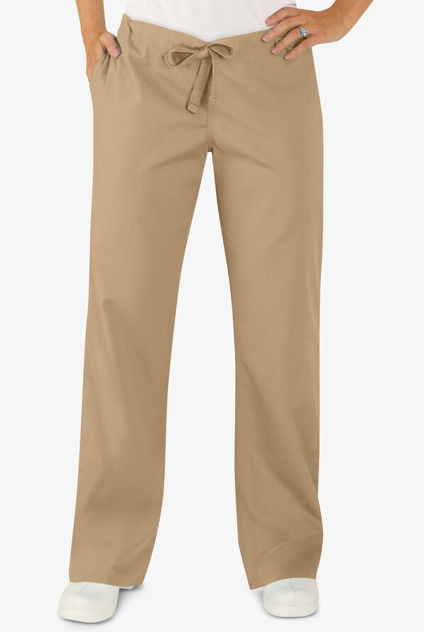 UA Best Buy Scrubs Women's 3-Pocket Moderate Flare Leg Drawstring Pants - Tall - Khaki - 1