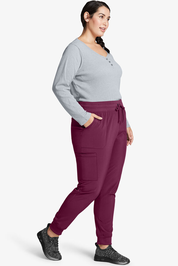 Dickies EDS Essentials Women's 6-Pocket STRETCH Cargo Jogger Scrub Pants - Petite - Wine - 3