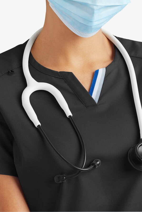 Blusa m&eacute;dica UA Butter-Soft STRETCH con tapeta con ribete deportivo y 6 bolsillos para mujer - Black - 3