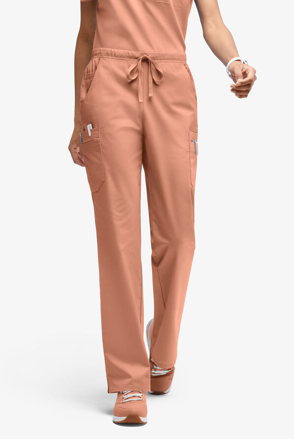 Butter-Soft STRETCH Women’s 10-Pocket Mid Rise Straight Leg Scrub Pant - Terracotta - 1