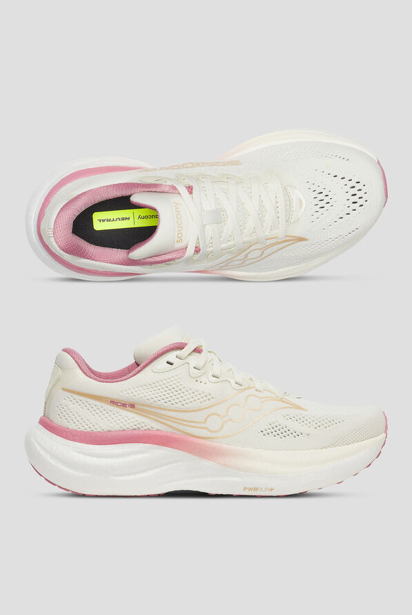 Saucony Women's Ride 19 Vanilla / Mauve Athletic Lace Up Shoes - null - 1