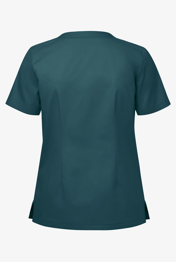 Blusa médica UA Butter-Soft STRETCH con cuello en V y 3 bolsillos de ojal para mujer - Caribbean Blue - 2