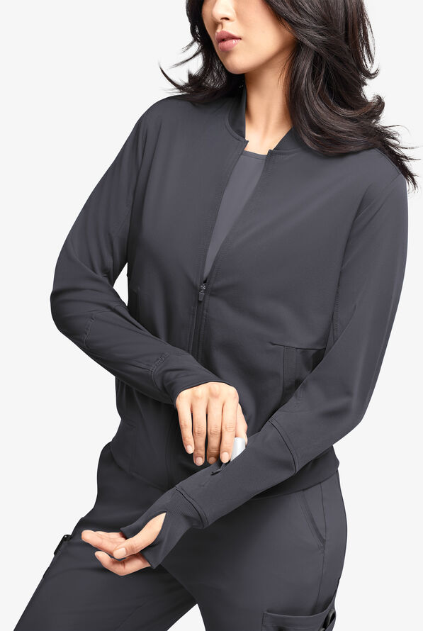 Chaqueta médica WhisperLite NOA Lightweight estilo aviadora con 4 bolsillos para mujer - Pewter - 2