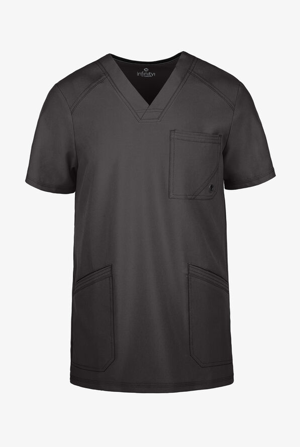Camisa médica Cherokee Infinity con 2 bolsillos y paneles laterales de tejido para hombre  - Pewter - 1