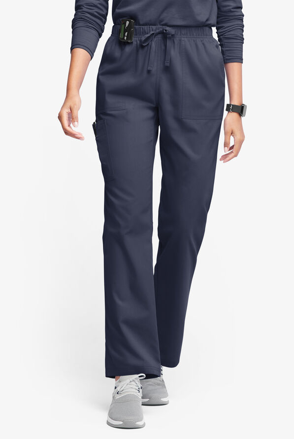 Pantalón médico Butter-Soft Originals de tiro medio estilo cargo con piernas rectas y 7 bolsillos para mujer - Navy - 1