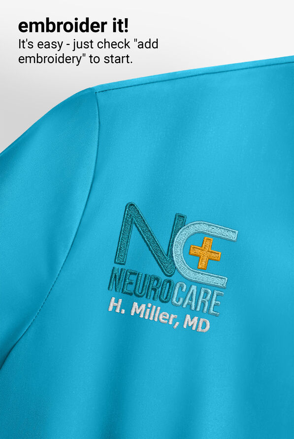 Blusa m&eacute;dica Easy STRETCH Salma con cuello ojo de cerradura y 3 bolsillos para mujer - Turquoise - 5