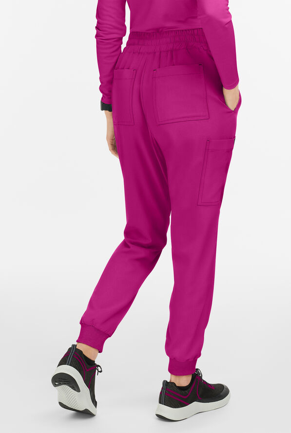 koi Basics Gemma Women's 5-Pocket STRETCH Cargo Jogger Scrub Pants - Azalea Pink - 3