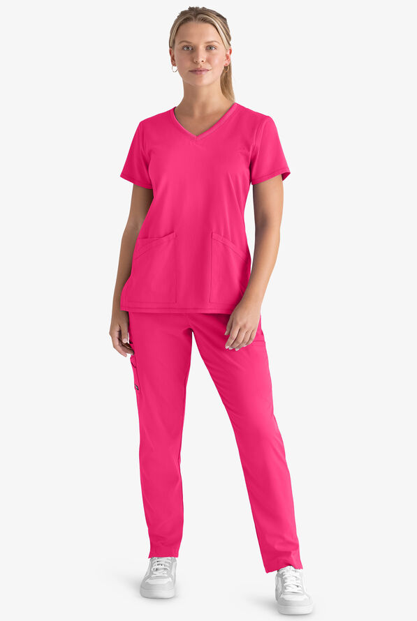 Grey's Anatomy by Barco Spandex STRETCH Serena Women's 7-Pocket Cargo Scrub Pants - Vibrance Pink - 4