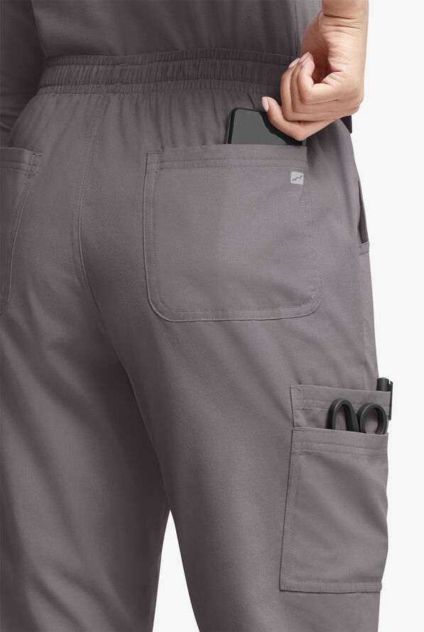 Pantalón médico Butter-Soft Originals de tiro natural estilo cargo con piernas rectas y 8 bolsillos para mujer - Grey Stone - 2