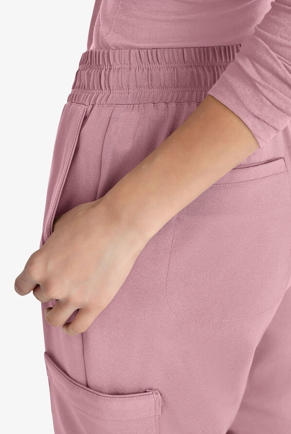 Grey's Anatomy by Barco Evolve STRETCH Terra Women's 6-Pocket Cargo Jogger Scrub Pants - Misty Pink - 2