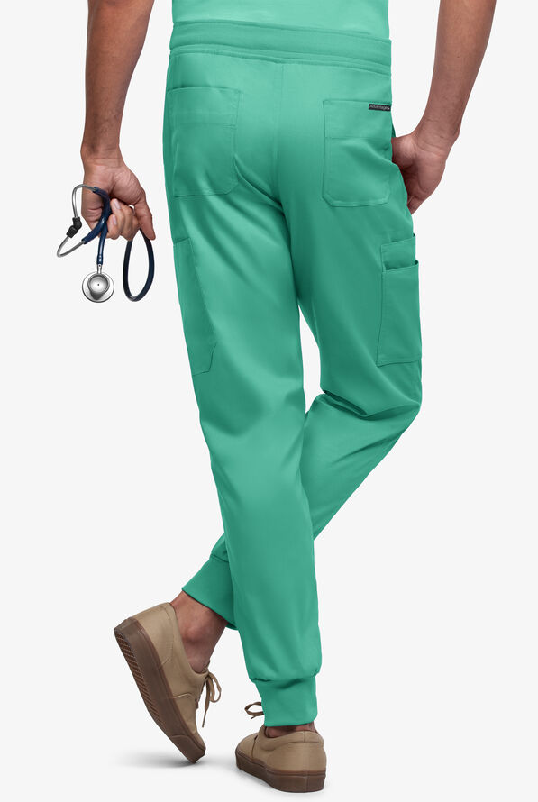 Advantage STRETCH Men's 9-Pocket Knit Waistband Jogger Scrub Pants - Bermuda Green - 2