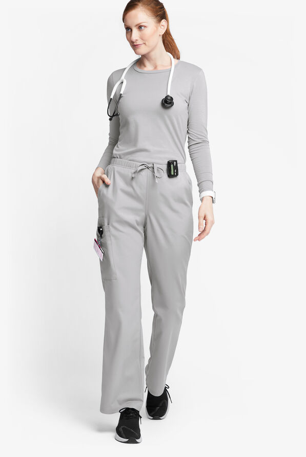 Butter-Soft Originals Women's 6-Pocket Mid Rise Flare Leg Scrub Pants - Tall - Silver - 4