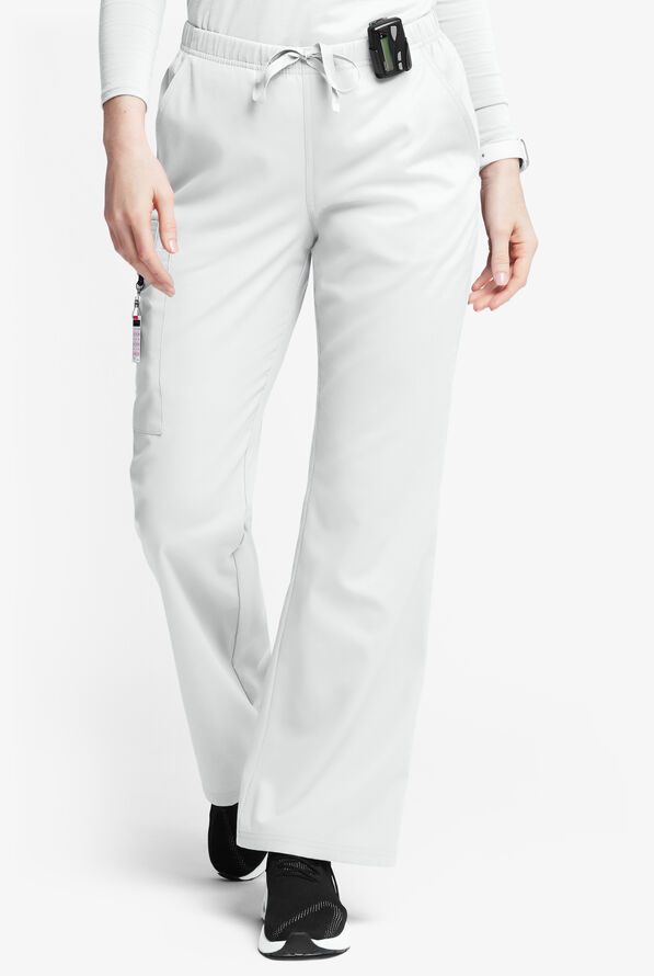 Butter-Soft Originals Women's 6-Pocket Mid Rise Flare Leg Scrub Pants - White - 1
