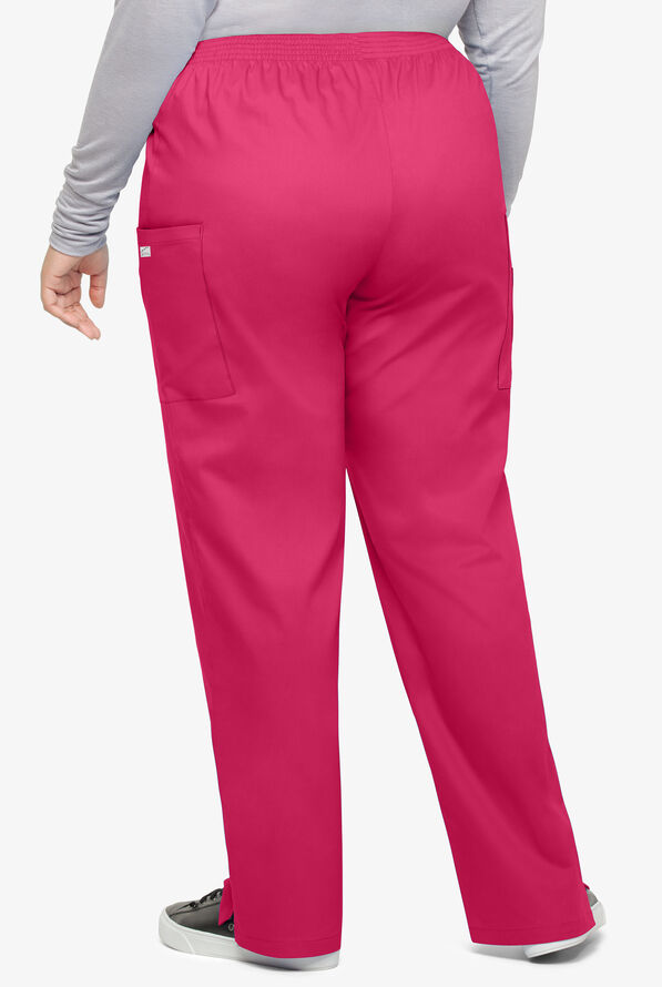 Butter-Soft STRETCH Women's 3-Pocket Plus Size Pull On Scrub Pants - Petite - Fuchsia - 2