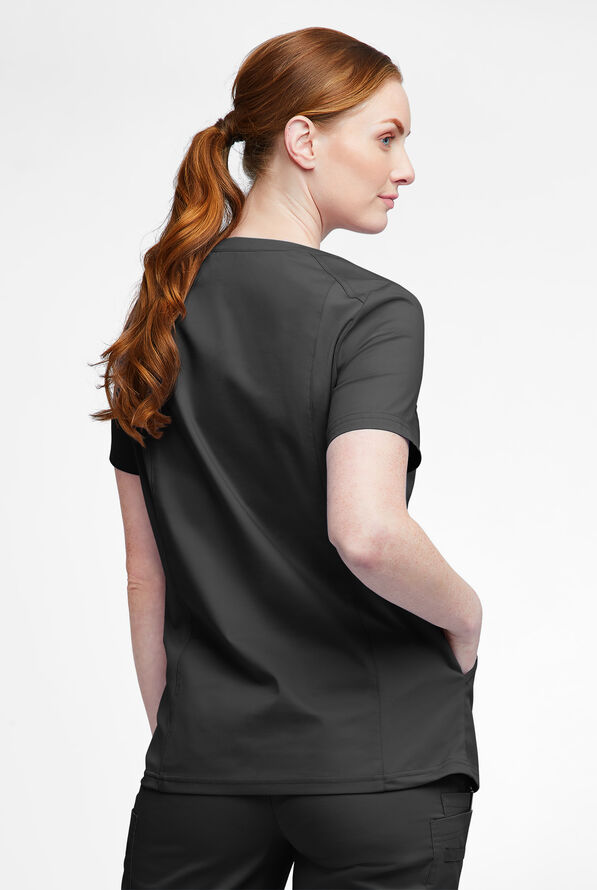 Blusa m&eacute;dica UA Butter-Soft STRETCH con detalle tejido y 3 bolsillos para mujer - Black - 4