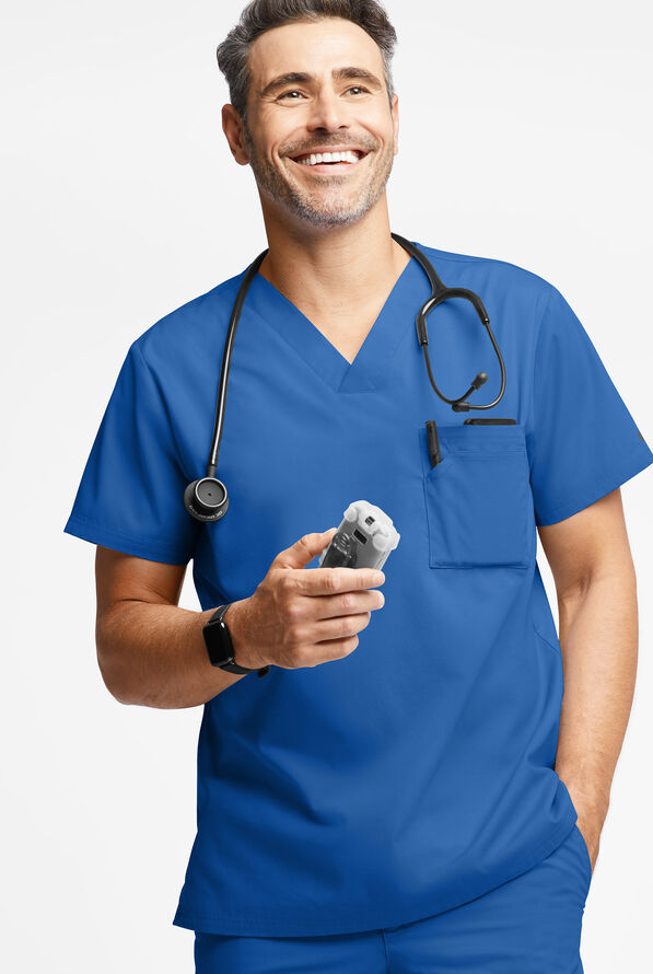Butter-Soft Originals Men's 3-Pocket V-Neck Scrub Top - Royal - 2