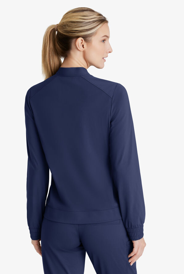 Skechers by Barco Slip-ins Contour Women's 3-Pocket STRETCH Zip Front Scrub Jacket - Navy - 4