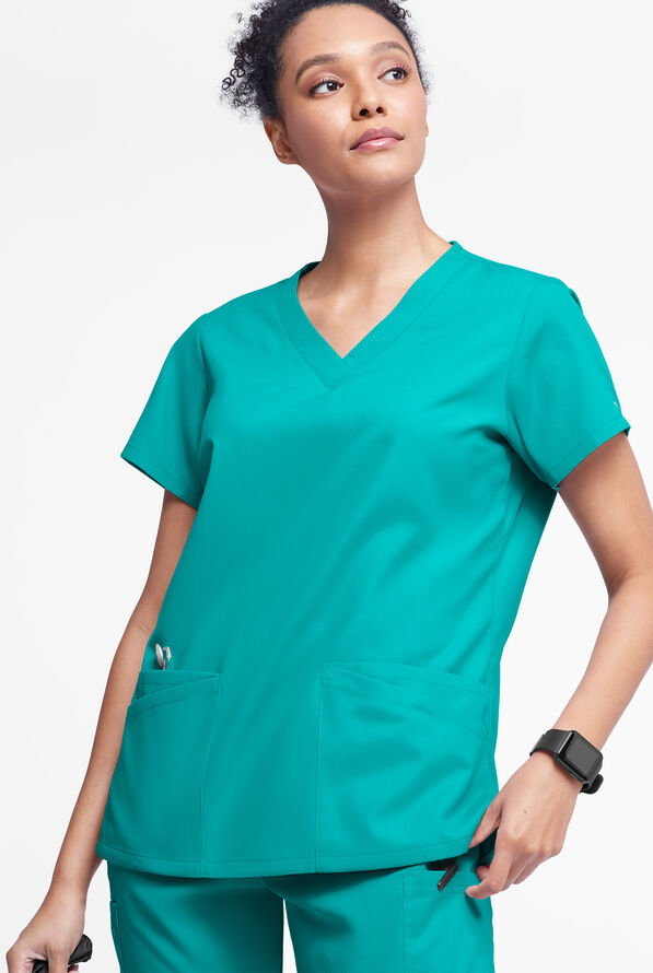 Butter-Soft Originals Women's 6-Pocket V-Neck Scrub Top - Bright Teal - 2