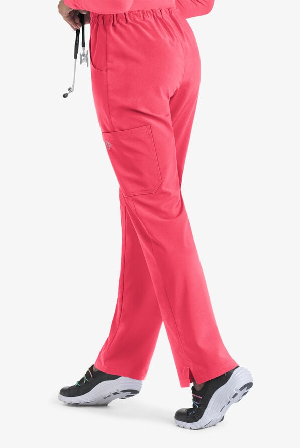 Easy STRETCH Eden Women's 4-Pocket Drawstring Scrub Pants - Tall - Bright Watermelon - 2