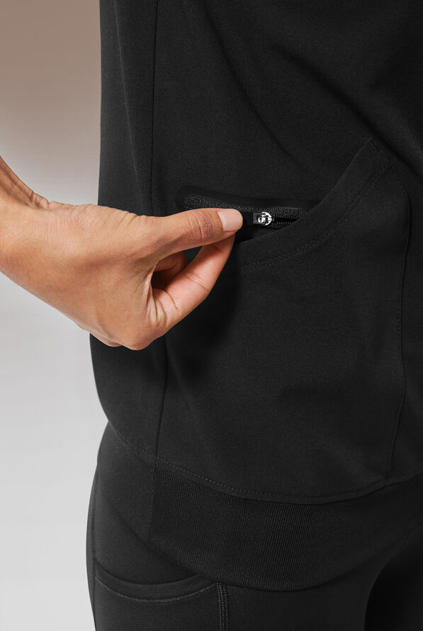 Hypothesis (RED) Kentica Women's 4 Pocket Crew Neck Scrub Top - Jet Black - 6