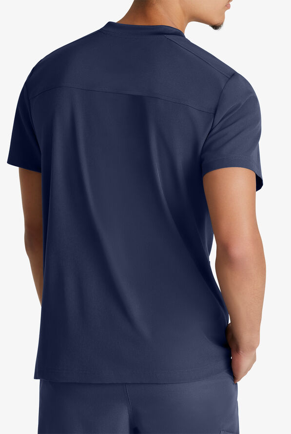 Skechers by Barco Thesis Men's 3-Pocket STRETCH Tuck In V-Neck Scrub Top - Navy - 4