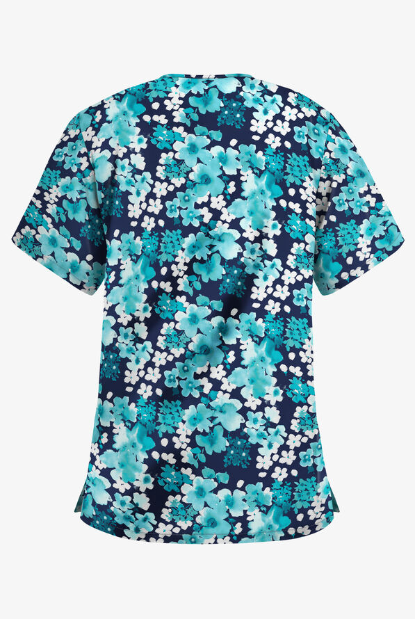 UA Best Buy River Floral Navy Women's 3-Pocket V-Neck Print Scrub Top - null - 2