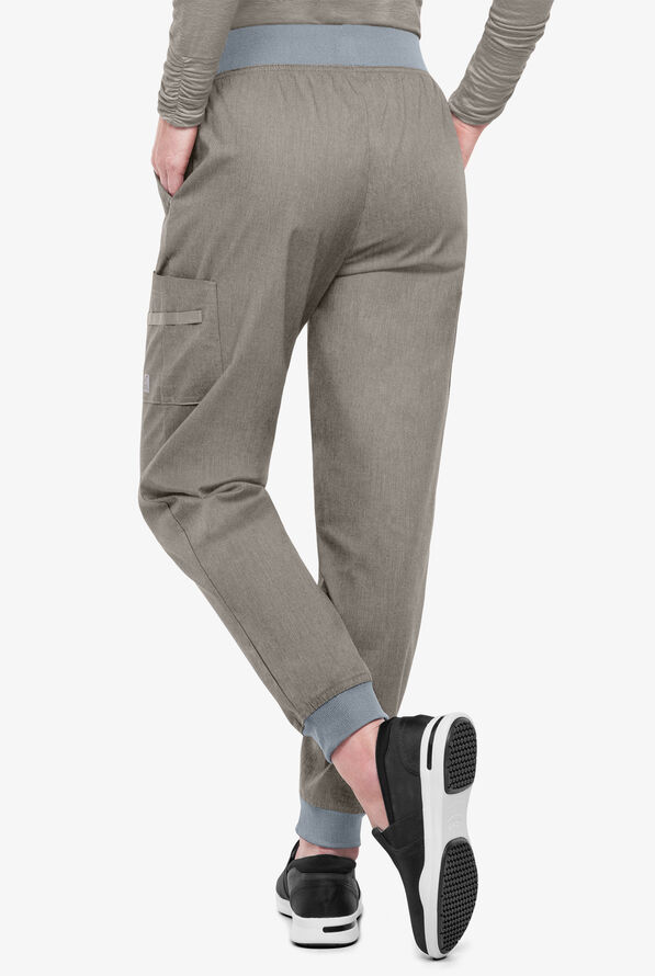 Pantal&oacute;n m&eacute;dico Butter-Soft STRETCH Tall estilo cargo jogger con 5 bolsillos para mujer - Heather Grey - 3