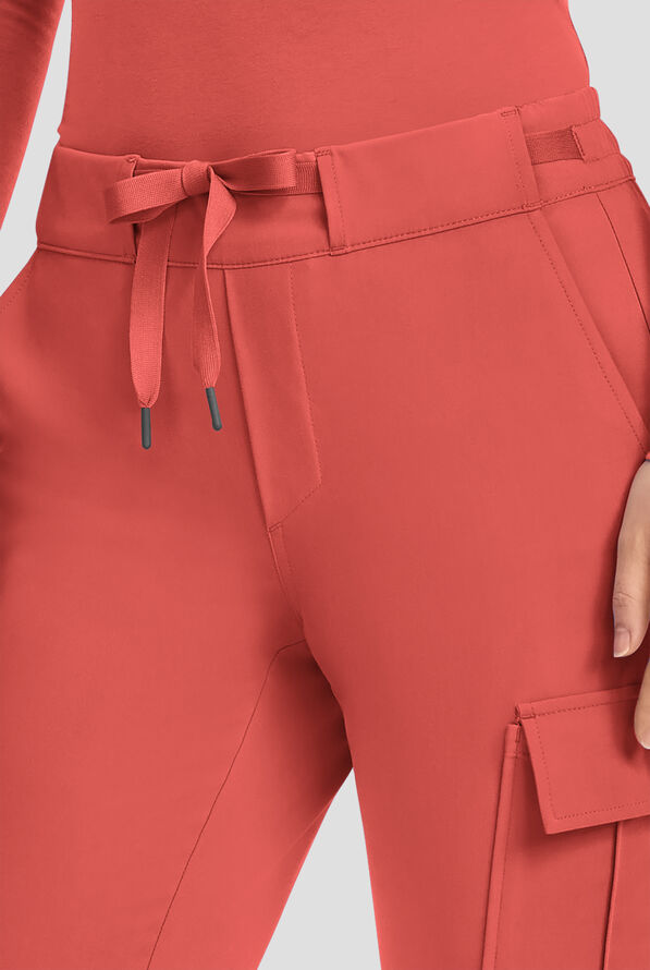 Healing Hands Quest Blair Women's 6-Pocket STRETCH Flare Leg Drawstring Cargo Scrub Pants - Petite - Warm Sunrise - 3