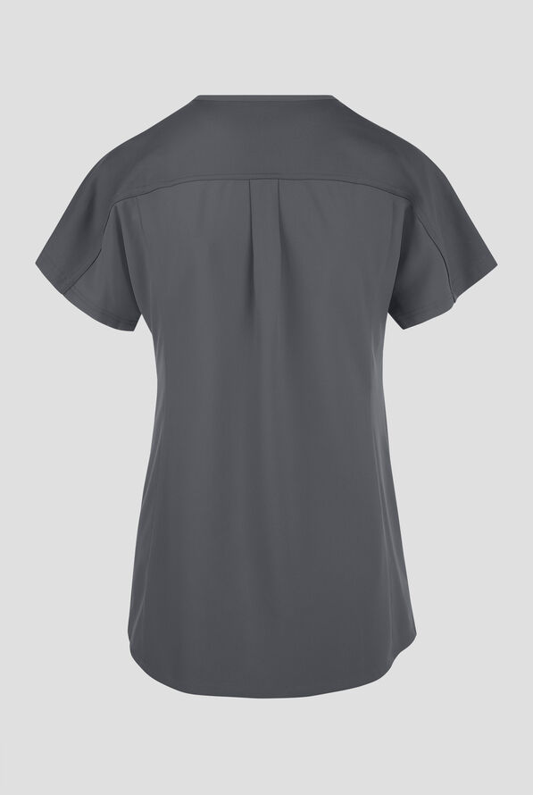 Wink Renew Women's 2-Pocket STRETCH Knit-Trim Dolman Tunic V-Neck Scrub Top - Pewter - 2