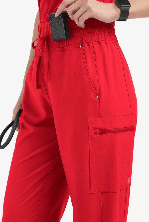 Pantalón médico Easy STRETCH Ellie de tiro alto con piernas anchas y 5 bolsillos para mujer - Atomic Red - 2