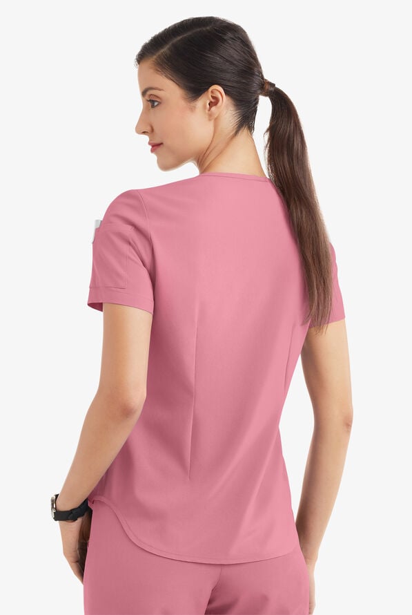 Easy STRETCH Chloe Women's 3-Pocket V-Neck Tuck-In Scrub Top - Cashmere Rose - 4