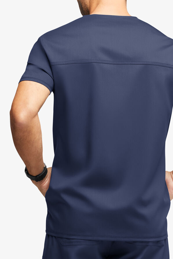 UA Exclusive Cherokee Workwear Revolution Men's 3-Pocket STRETCH Mesh Trim V-Neck Scrub Top - Navy - 2