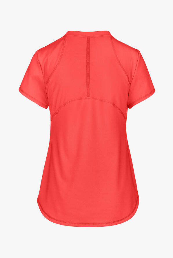 Grey's Anatomy by Barco Knit STRETCH Define Women's 2-Pocket Banded Notched V-Neck Scrub Top - Radiant Coral - 2