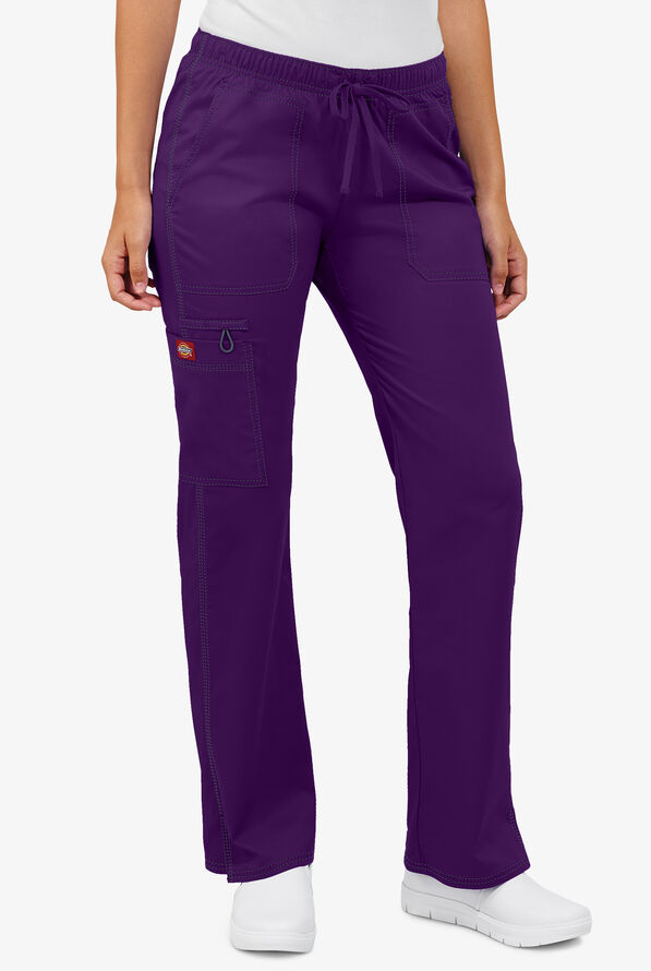Dickies Gen Flex Women's 4-Pocket STRETCH Drawstring Cargo Scrub Pants - Eggplant - 1