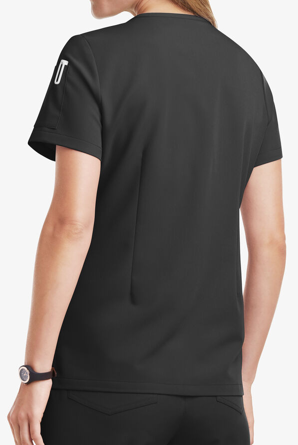 Blusa m&eacute;dica MOVEMENT by Butter-Soft Antares STRETCH con cuello en V y 6 bolsillos para mujer - Black - 4