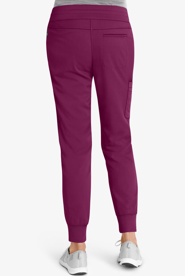 Grey's Anatomy by Barco Spandex STRETCH Eden Women's 5-Pocket Cargo Jogger Scrub Pants - Tall - Wine - 2