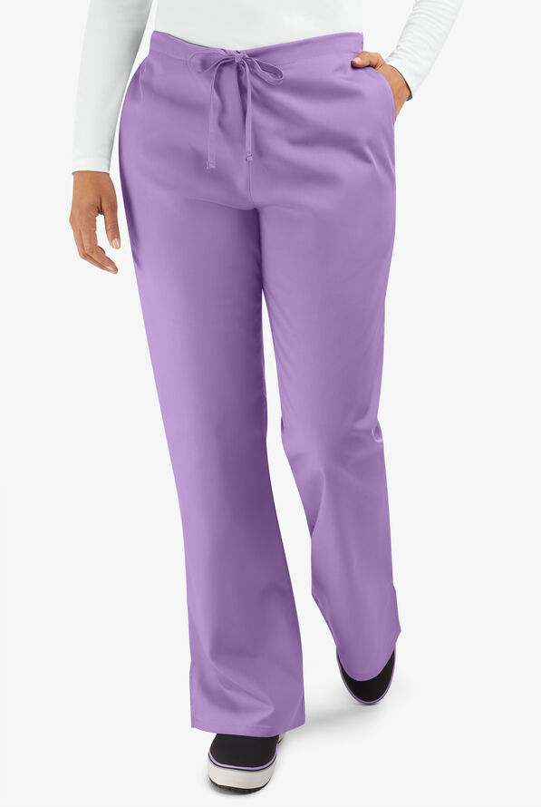 Cherokee Workwear Women's 3-Pocket Flare Leg Drawstring Scrub Pants - Orchid - 1