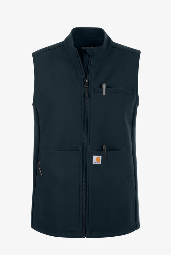 Carhartt Force Rugged Women's 6-Pocket Bonded Fleece STRETCH Utility Zip Front Scrub Vest - Navy - 1