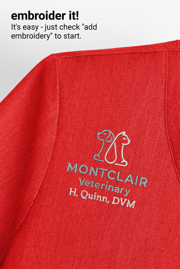 koi Basics Ari Women's 1-Pocket STRETCH Dolman Sleeve Mandarin Collar Scrub Top - Heather Candy Red - 4