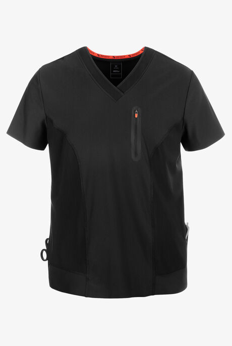 Infinity GNR8 Kinetic Knit Men's 3-Pocket STRETCH Zip Chest Pocket Crossover V-Neck Scrub Top