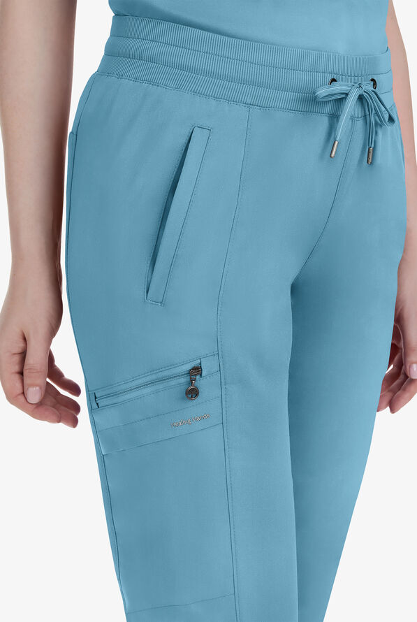 Healing Hands Purple Label Toby Women's 7-Pocket STRETCH Jogger Drawstring Scrub Pant - Spectra Blue - 2