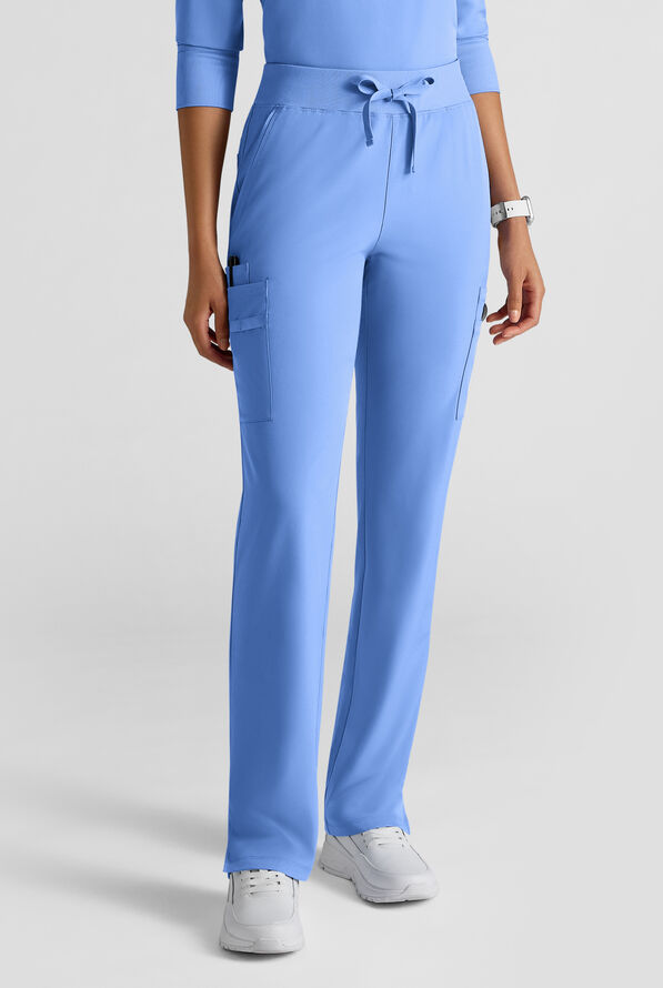 WhisperLite YARA Women's 10-Pocket STRETCH Cargo Straight Leg Scrub Pants - Ceil Blue - 1
