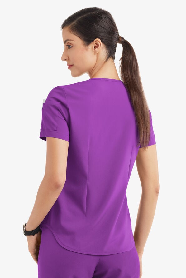 Blusa m&eacute;dica Easy STRETCH Chloe con cuello en V y 3 bolsillos para mujer - Fresh Purple - 4