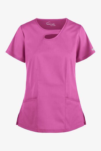 Butter-Soft STRETCH Women's 2-Pocket Asymmetric Keyhole Scrub Top