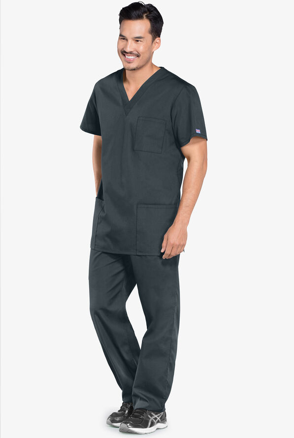 Blusa m&eacute;dica unisex Cherokee Workwear con 3 bolsillos y cuello en V - Pewter - 2