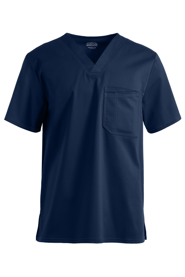 Cherokee Workwear Core STRETCH Men's 2-Pocket V-Neck Scrub Top - Navy - 1